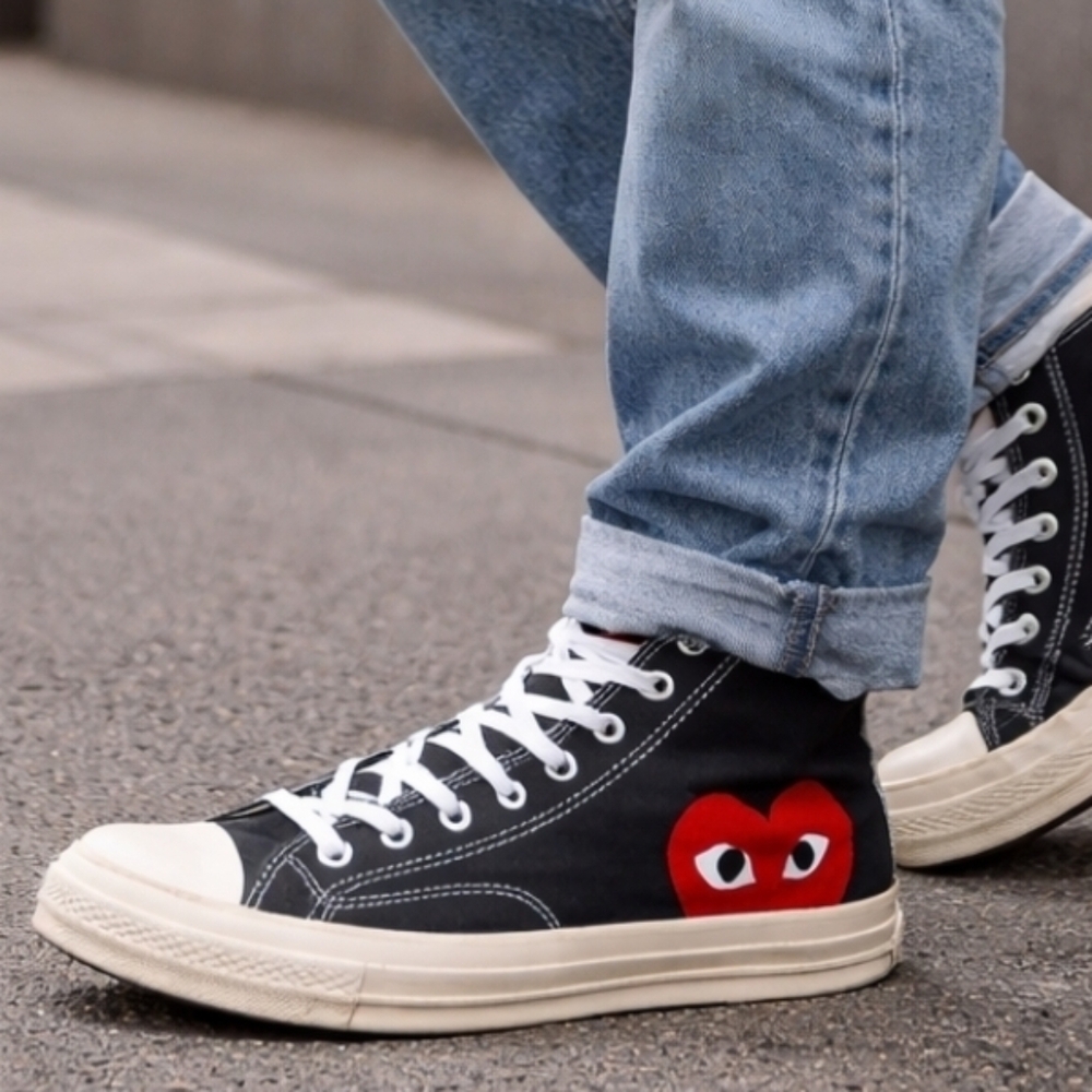 Converse x Comme des Garçons PLAY Chuck 70 High Top Black Red Heart Men’s 11